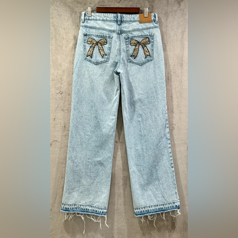 Aeropostale Baggy Wide Leg Bow Jeans Size 4 Low Rise Baggy Retro Flare Y2K
